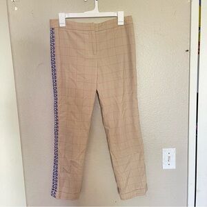 Tory Burch Beige wool Pants with Blue Accent size 6